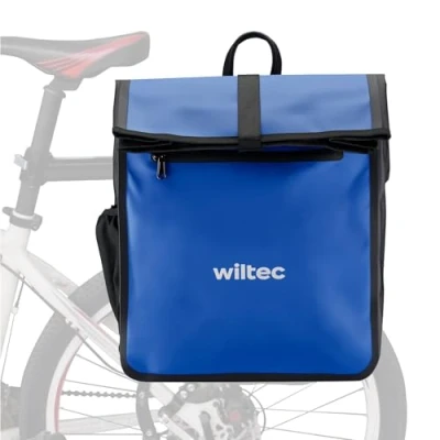 Abbildung von Wiltec Gepäckträgertasche blau, Fahrradtasche Gepäckträger 22 l Stauraum, wasserresistente Fahrrad Tasche, Gepäcktasche leichte Handhabung
