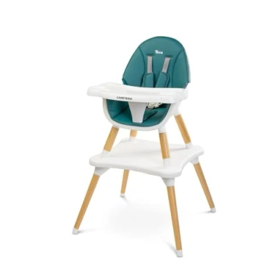 Abbildung von CARETERO Tuva Baby Hochstuhl Skandinavisches Design Essstuhl von 6 Monaten bis 3 Jahre Max. Belastung 15 kg 2in1 oder Stuhl + Tisch Verstellbares Tablett Dunkelgrün