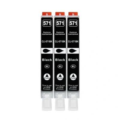 Abbildung von 3 XXL Druckerpatronen kompatibel zu CLI 571 BK Schwarz für Canon PIXMA MG5750 MG5751 MG5752 MG5753 MG6850 MG6853 MG7750 MG7753 TS5050 TS5053 TS5055 TS6050 TS6052 TS8050 TS8053 TS9050 TS9055