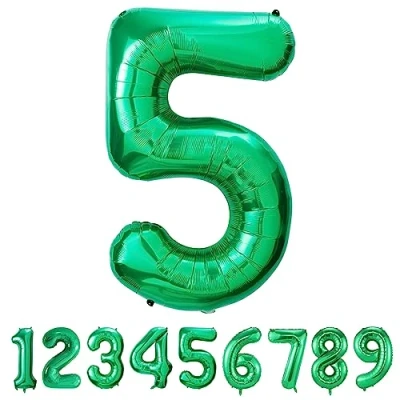 Abbildung von Geburtstag zahlen luftballon 5 jahre Folienballon Kindergeburtstag deko Grün Mädchen Junge jahr 40&quot; 101cm Geburtstags fliegt mit Helium