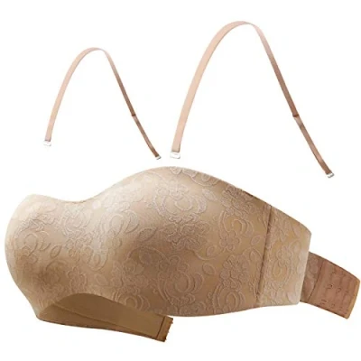 Abbildung von MELENECA Damen Trägerlos BH Bügel,mit Abnehmbaren Trägern Große Größe Minimizer Beige Floral 65A