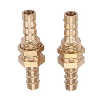 Abbildung von 2 Stück Messing Schlauchstutzen Schottverschraubung 10mm, Rohrverschraubung Luft Wasser Kraftstoff Boot Verbreitet in Rohrverbindung, CNC Bearbeitung (10mm)