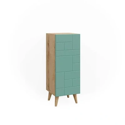 Abbildung von Vicco Midischrank Rudi, Mintgrün/Eiche, 30.3 x 80.3 cm mit Tür