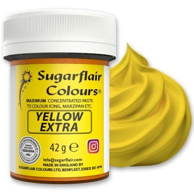 Abbildung von Sugarflair Lebensmittelfarbe Max Konzentriert Yellow Extra, Lebensmittel Farbstoff Hoch für Marzipan und Fondant, Concentrate Paste Colour 42g