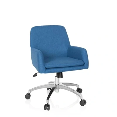 Abbildung von hjh OFFICE 670959 Retro Sessel Shake 400 Stoff Blau Bürosessel, Jugenddrehstuhl mit Rollen, höhenverstellbar
