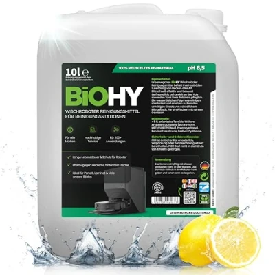 Abbildung von BiOHY Wischroboter Reinigungsmittel für Reinigungsstationen (10 Liter Kanister) Verlängert die Lebensdauer der Absaugstation Schaumarmes Bodenreiniger Konzentrat