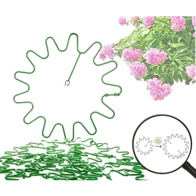 Abbildung von ARPON Staudenhalter rund 20 Stück Einstellbare Blumenstütze &amp; Pflanzenstütze Ø 21,5 cm Ideal als Hortensien Stütze, Strauchstütze, Staudenstütze robuster Blumenhalter im Garten