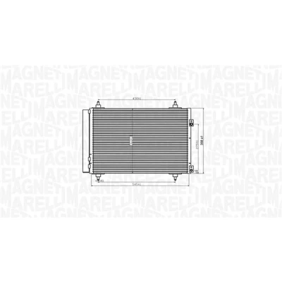 Abbildung von MAGNETI MARELLI 350203820000 Klimakondensator mit Trockner 545x358x16 358 545 16 PEUGEOT: 307 SW, 308 I Schrägheck, Schrägheck