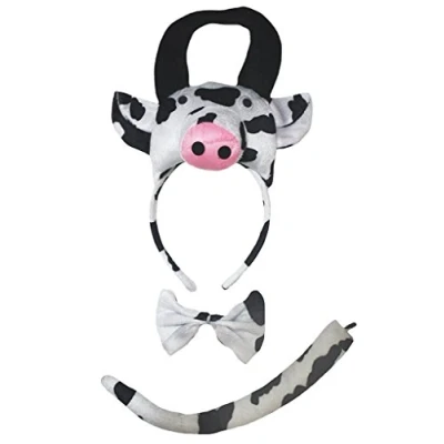 Abbildung von Petitebelle 3D Stirnband Bowtie Schwanz Kostüm für Erwachsene Einheitsgröße Kuh