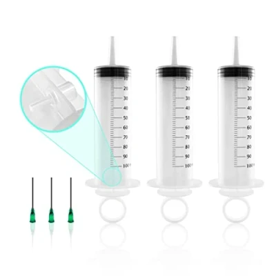 Abbildung von 3 Stück Spritzen Set 100ml. Dosierspritze aus Plastik. Als Futterspritze, Sauspritze Für Motoröl oder Bremsflüssigkeit. Hobby und Handwerk.