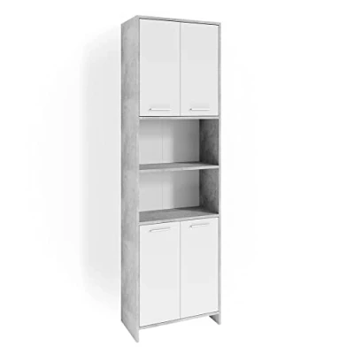 Abbildung von Vicco Hochschrank Maris, Weiß/Beton, 56.1 x 190 cm