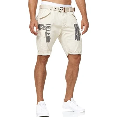 Abbildung von Indicode Herren Jaramillo Cargo Shorts mit 6 Taschen aus 100% Baumwolle Kurze Hose Fog L