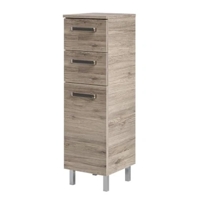 Abbildung von Pelipal Badezimmerschrank Quickset 313 in Sanremo Eiche Terra quer Nachbildung, 30 cm breit Unterschrank mit 1 Tür, 2 Schubkästen und Einlegeboden