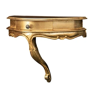 Abbildung von Biscottini Wandkonsole antik Antikoptik, L50 x T24 H40 cm Barock wandregal Gold Shabby deko Konsole