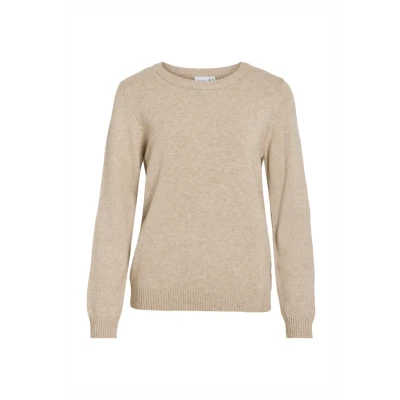 Abbildung von VILA Viril Oneck LS NOOS Strickpullover, Damen, Größe: Medium, Natural melange