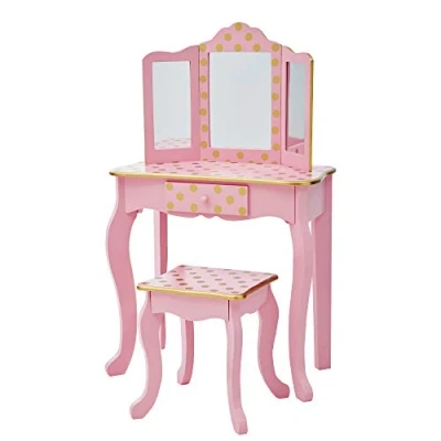 Abbildung von Teamson Kids Kinder Schminktisch mit Spiegel und Hocker Frisiertisch TD 11670L