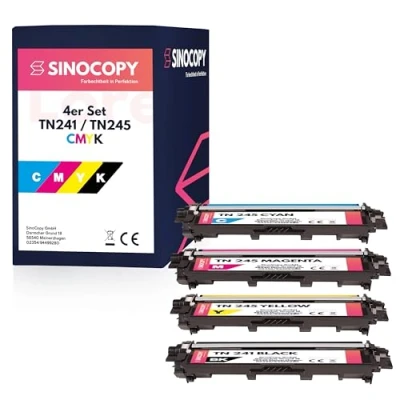 Abbildung von SinoCopy 4 XXL Toner für Brother TN 241 245 DCP 9020 CDW HL 3140 3150 3170 CW CDN MFC 9130 9140 9330 TN241 TN245