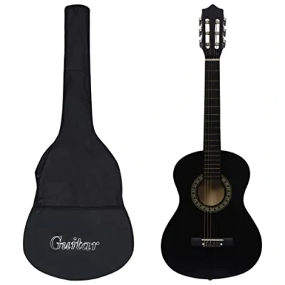 Abbildung von vidaXL Klassikgitarre für Anfänger Kinder mit Tasche Gitarre Gitarrentasche Gitarrenhülle Anfängergitarre Musikinstrument Saiteninstrument Schwarz 1/2 34&quot;