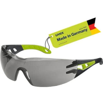 Abbildung von Uvex pheos Schutzbrille Bügelbrille supravision excellence Technologie metallfrei, beschlagfrei &amp; kratzfest one size schwarz/grün, grau 23%