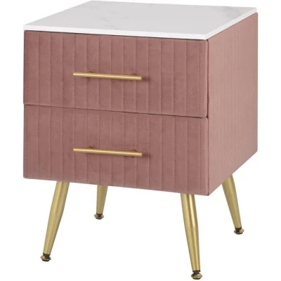 Abbildung von Woltu Nachtkommode (1 St), Nachttisch mit 2 Schubladen aus MDF Samt rosa