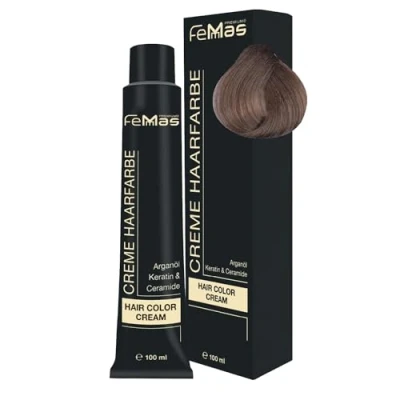 Abbildung von FemMas Premium Haarfarbe Hair Color Cream 100ml Hellblond Sand 8.7
