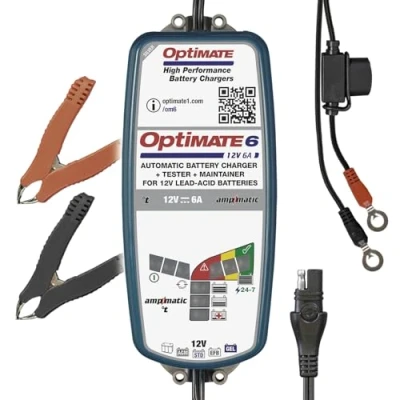 Abbildung von OptiMate TecMate 6 Ampmatic, TM360, 9 stufiges gekapseltes batterieschonendes 12V 6A Lade &amp; Wartungsgerät