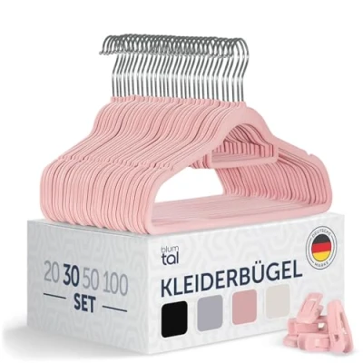 Abbildung von Blumtal Kleiderbügel Rutschfest Samtoptik Platzsparend, (30 tlg), Premium inkl. Krawattenhalter, 360 drehbar, Anti Rutsch Bügel