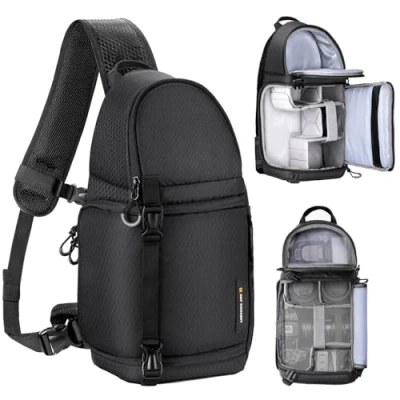 Abbildung von K&amp;F Concept Kamera Umhängetasche, wasserdichte Reisetasche, Foto Rucksack, Umhängetasche mit Regenschutz