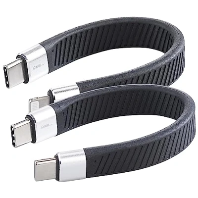 Abbildung von Callstel USB C Lightning: 2er Set Kurze, Flexible Lade /Datenkabel auf &amp; 8 Pin, PD, MFi (Powerbank Kabel kurz, Schlüsselanhänger)