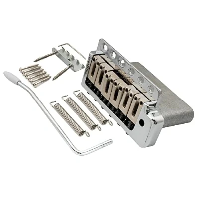 Abbildung von Wilkinson WOV09 Deluxe 52,5 mm Tremolo Steg 6 Schrauben ST Gitarre Bridge Brücke für American Vintage Narrow Spacing Strat E Gitarre, Chrom