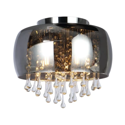 Abbildung von Globo Deckenleuchte, Leuchtmittel nicht inklusive, Decken Lampe Leuchte Metall Chrom Glas Kristalle Klar Wohn Ess Zimmer