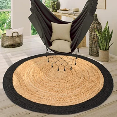 Abbildung von Paco Home Teppich &quot;Viborg 594&quot;, rund, Jute, Modern, Boho, Ethno, Handgefertigter Natur