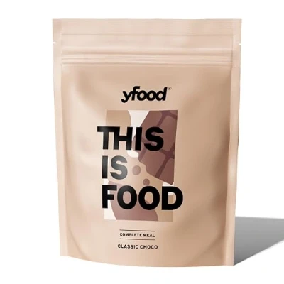 Abbildung von yfood Pulver Classic Choco, Leckere Trinkmahlzeit für unterwegs, THIS IS FOOD Pulver, 25g Protein, 12 Mahlzeiten, 26 Vitamine und Mineralstoffe, 1,0 kg Beutel, Geschmack Schokolade
