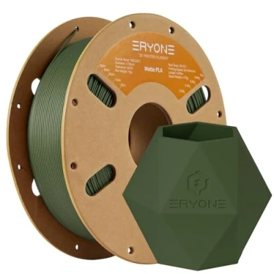 Abbildung von ERYONE Matte PLA 3D Drucker Filament 1.75mm, Maßgenauigkeit +/ 0.03 mm, 1 kg Spule, Oliv grün