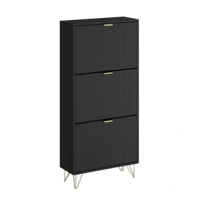 Abbildung von Vicco Schuhschrank Helge, Schwarz, 60 x 128.5 cm 3 Fächer