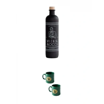 Abbildung von Freihof Wiener Mocca Kaffeelikör aus den Alpen 0,5 Liter + Tasse 0,25 2 Stück