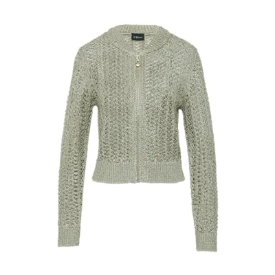 Abbildung von s.Oliver Black Label AUS Ajoursmit Pailletten Strickjacke, Damen, Größe: Medium, Olivgrün