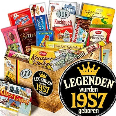 Abbildung von Legenden 1957 Ostpaket DDR Schokolade Geschenk zum Geburtstag