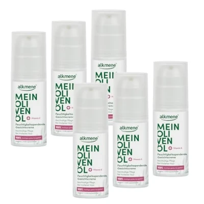 Abbildung von alkmene 6x Gesichtscreme Trockene Haut 50 ml 100% bestätigen glattes Hautgefühl Feuchtigkeitscreme Gesicht vegan mit Olivenöl Moisturizer face Damen