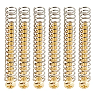 Abbildung von Musiclily Ultra UNC#3 48X1,1 Zoll Edelstahl Humbucker Pickup Tonabnehmer Schrauben und Federn Set für American E Gitarre, Gold (6er Set)