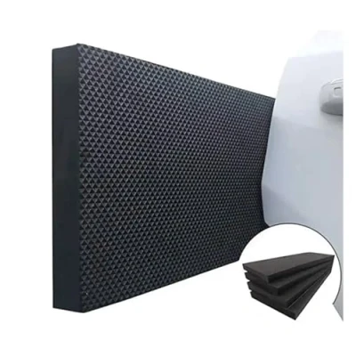 Abbildung von bepco Premium Garagen Wandschutz selbstklebend, 4er Set (4 Stück) je 40 x 20 2,0 cm Grau Rammschutz Prallschutz Garagenpolster Türkantenschutz