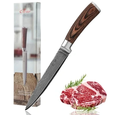 Abbildung von Wakoli Fleischmesser EDIB Damast Tranchier &amp; I 18cm Klinge Pakka Griff, VG10 Kern, 67 Lagen Damaststahl, Pakkaholzgriff, inkl. Geschenkbox