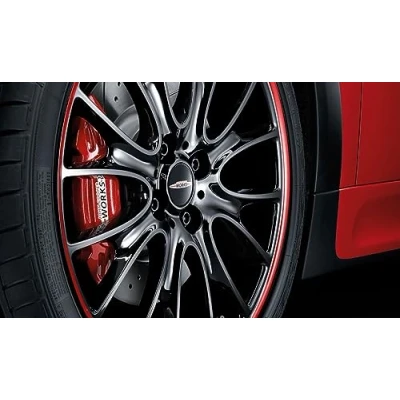Abbildung von Original Mini JCW schwarz Radnabenabdeckung mit John Cooper Works Logo 54 mm 36136778917