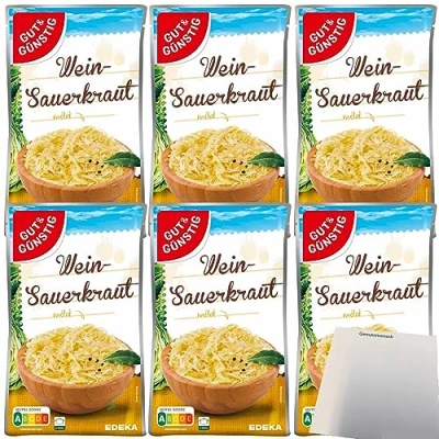 Abbildung von Gut&amp;Günstig Wein Sauerkraut mild 6er Pack (6x520g Packung) + usy Block