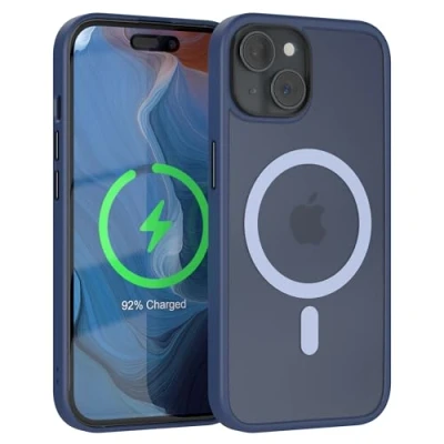 Abbildung von EAZY CASE Ultra Schutz Outdoor Hülle kompatibel mit iPhone 15 Qi Charging, hochwertige Schutzhülle Aufprallschutz, Stoßfest, Kratzfest, Handyhülle Kameraschutz, Nacht Blau