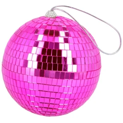 Abbildung von Boland Glänzende Discokugel, Durchmesser ca. 15 cm, Disco Fever, Hängedeko, Dekoration für Party oder Silvester, Rosa