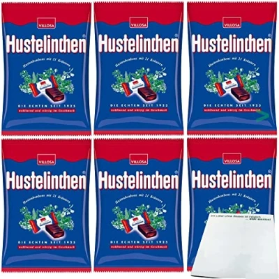 Abbildung von usy Bundle für Villosa Hustelinchen Bonbons Kräuterbonbons Hustenbonbons mit Lakritz 6er Pack (6x150g) + Block