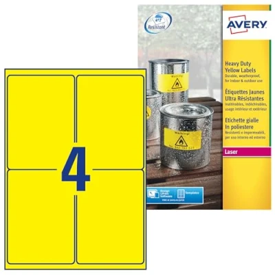 Abbildung von AVERY Zweckform 947898 Kasten fluoreszierendgelb Polyester Etikette, 20 Blatt