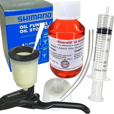 Abbildung von Fantic26 Fahrrad Montageständer Service Kit inkl.100ml Shimano Mineral ÖL MTB Befüllbecher TL BR003 M5
