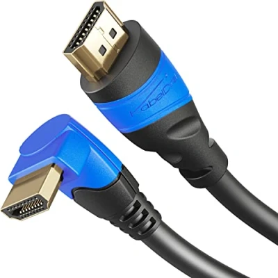 Abbildung von KabelDirekt 8K/4K gewinkeltes HDMI Kabel 0,5 m (Winkelkabel 90, Extra Kupfer für Ultra HD, 4K@120Hz/8K@60Hz 2.0, High Speed mit Ethernet, Blu ray/PS5/Xbox Series X/Switch, schwarz)